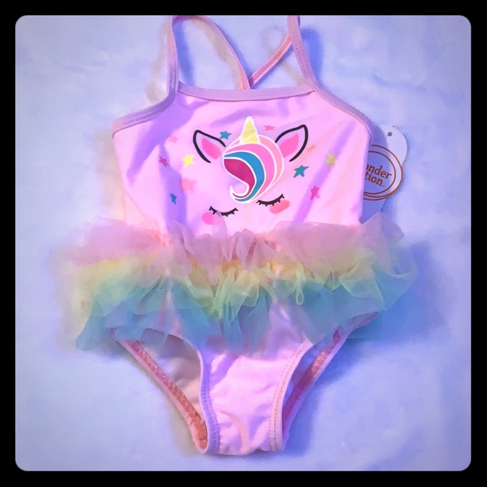 Infant One-Piece Swimsuit Pink Unicorn Tutu Ruffle